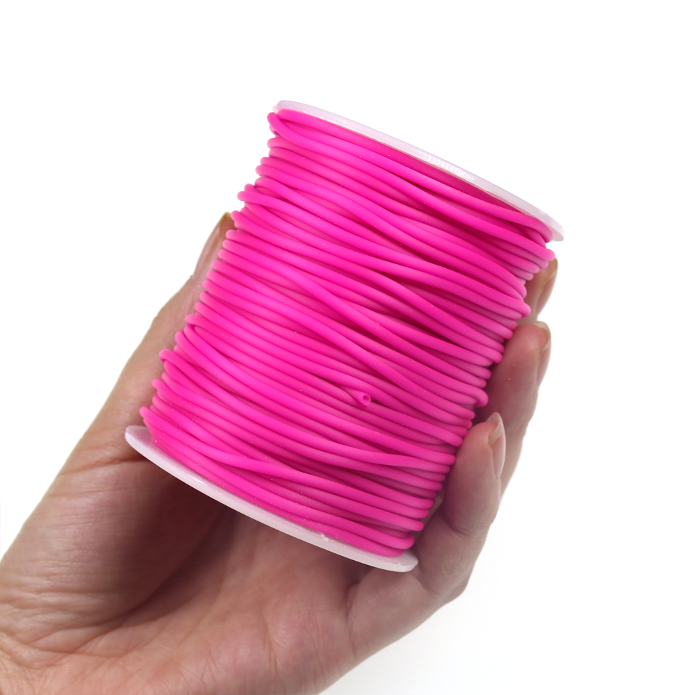 48m/스풀 2mm 플라이 타이 재료 얇은 필름 탄성 튜브 스커드 새우 님프 플라이 스킨 낚시 리그 슬리브 Sabiki Fluo Pink